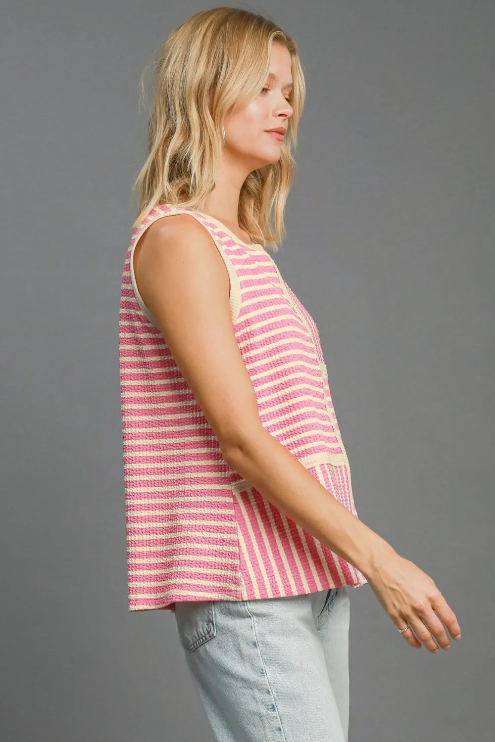 Umgee Round Neck Texture Striped Tank sold by Charming Charlie product image thumbnail 3
