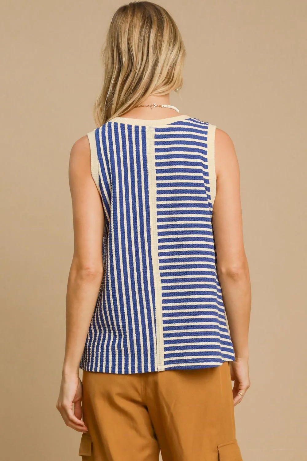 Umgee Round Neck Texture Striped Tank sold by Charming Charlie product image thumbnail 2