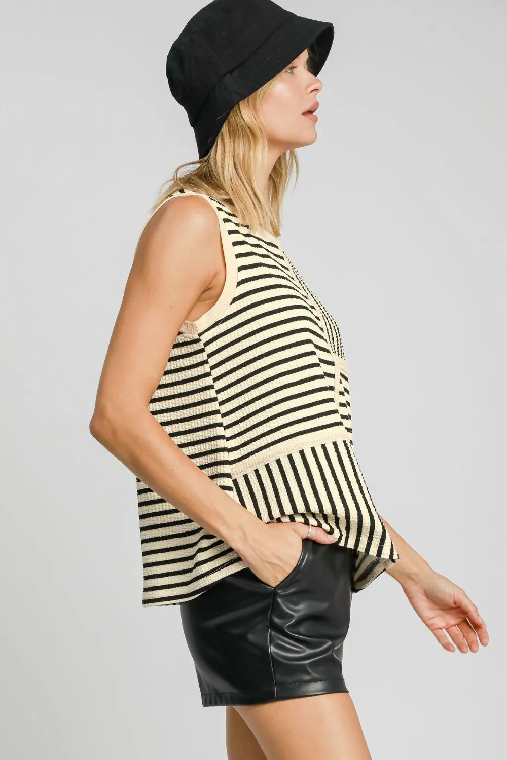 Umgee Round Neck Texture Striped Tank sold by Charming Charlie product image thumbnail 4