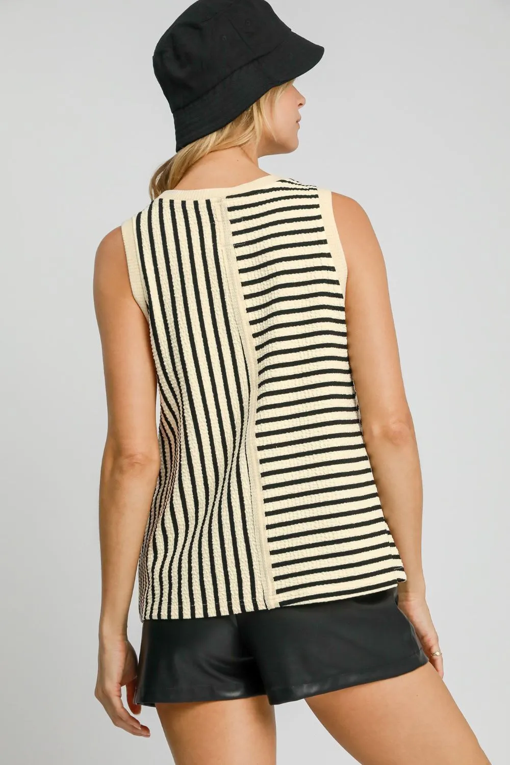 Umgee Round Neck Texture Striped Tank sold by Charming Charlie product image thumbnail 2