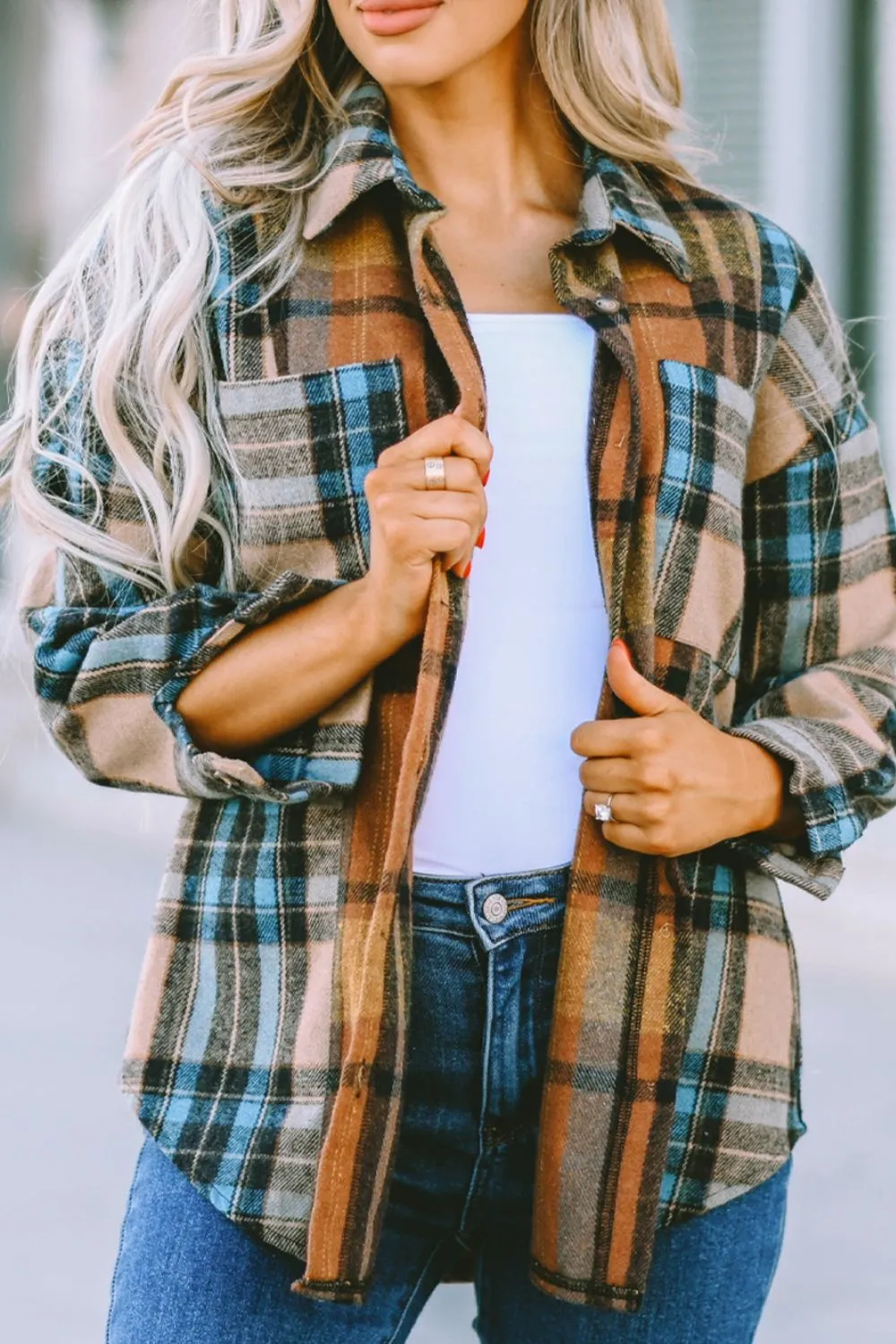Plaid Collared Neck Long Sleeve Shirt sold by Charming Charlie product image thumbnail 4