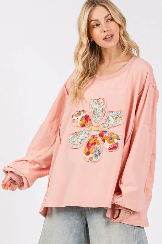 SAGE + FIG Flower Patch Dropped Shoulder Oversize Top sold by Charming Charlie