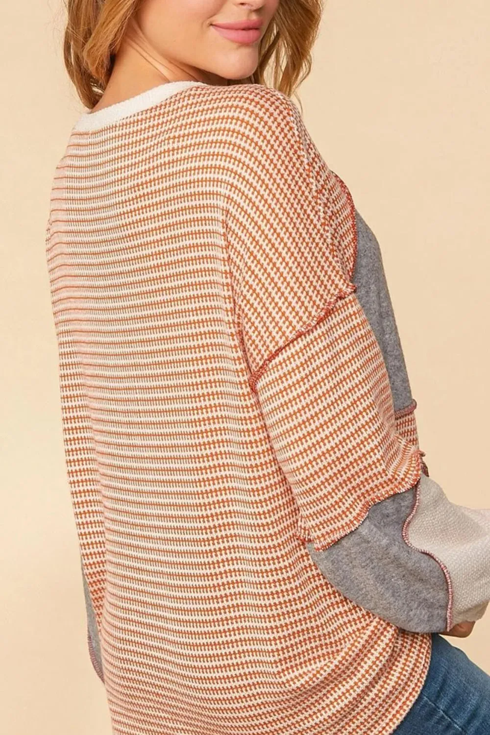 Exposed Seam Color Block Round Neck Top sold by Charming Charlie product image thumbnail 3