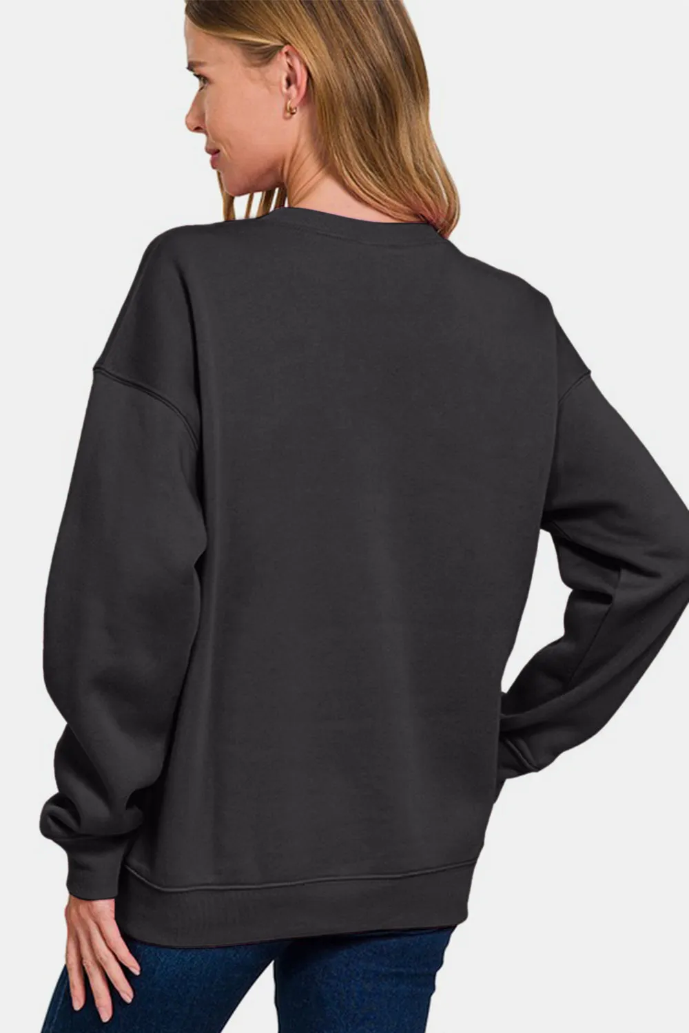 Zenana WEEKEND Round Neck Dropped Shoulder Sweatshirt sold by Charming Charlie product image thumbnail 2