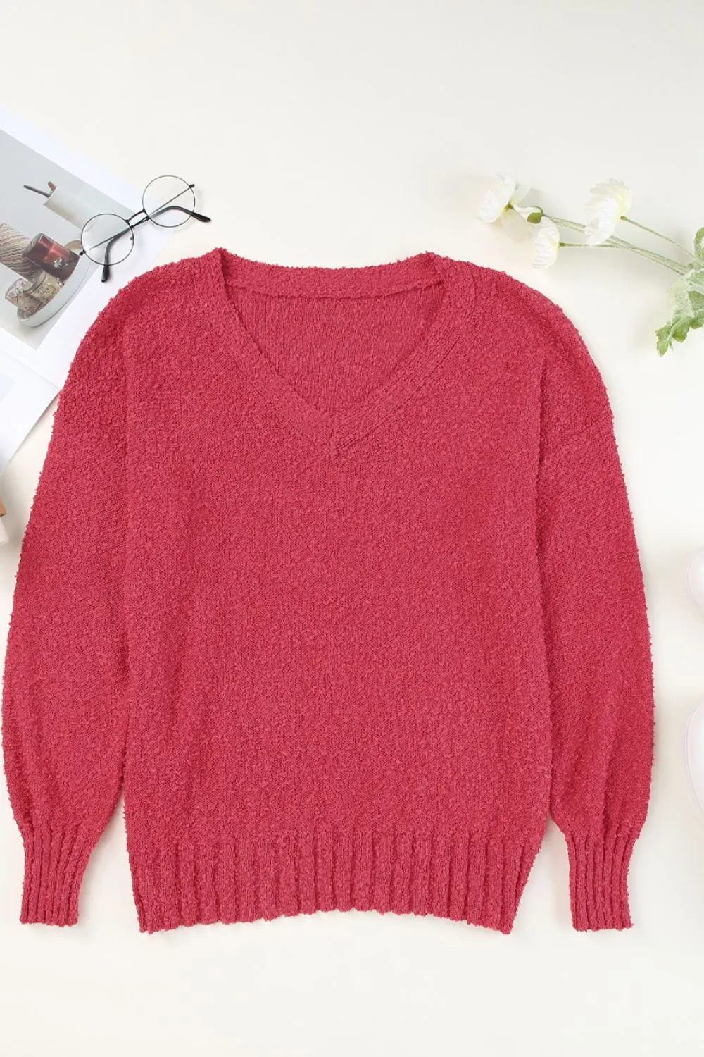 V-Neck Dropped Shoulder Sweater sold by Charming Charlie product image thumbnail 3