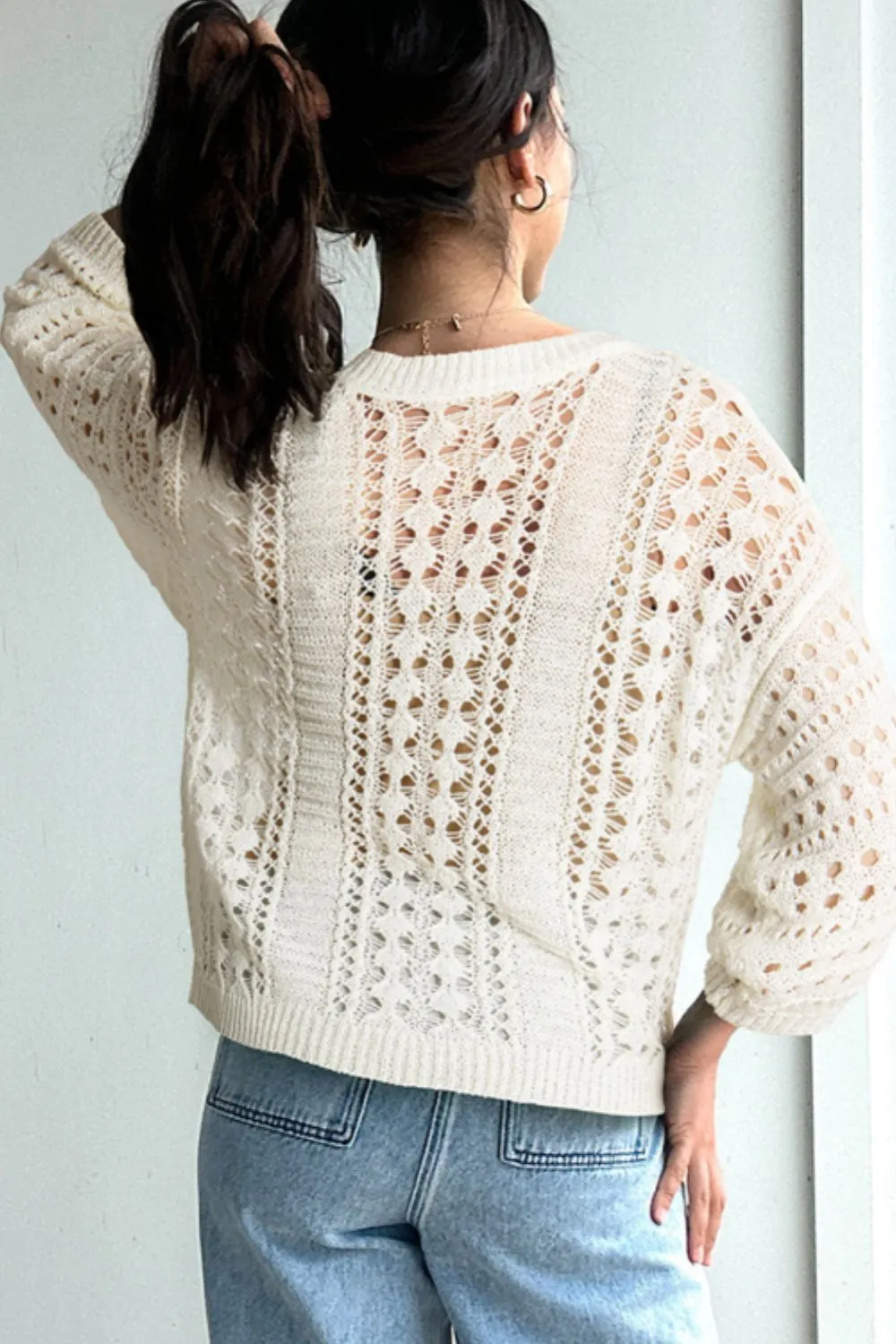 Hollow Out Drop Shoulder Sweater sold by Charming Charlie product image thumbnail 2
