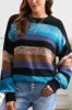 Contrast Striped Round Neck Drop Shoulder Sweater sold by Charming Charlie