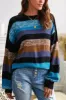 Contrast Striped Round Neck Drop Shoulder Sweater sold by Charming Charlie
