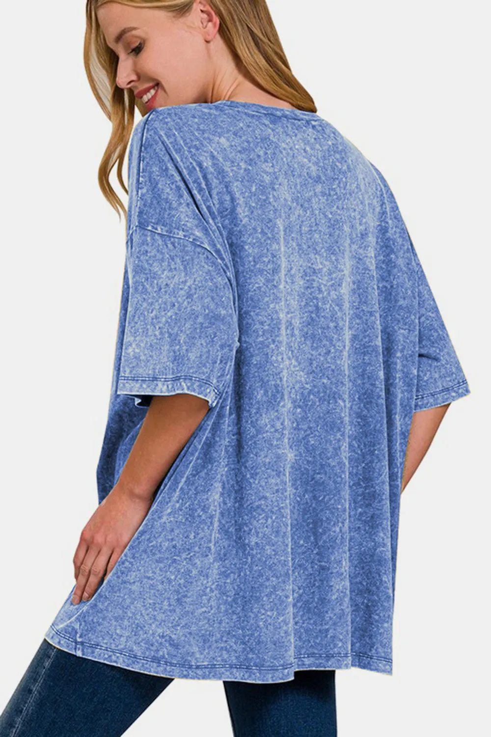 Zenana Full Size Washed Round Neck Drop Shoulder Oversized T-Shirt sold by Charming Charlie product image thumbnail 2
