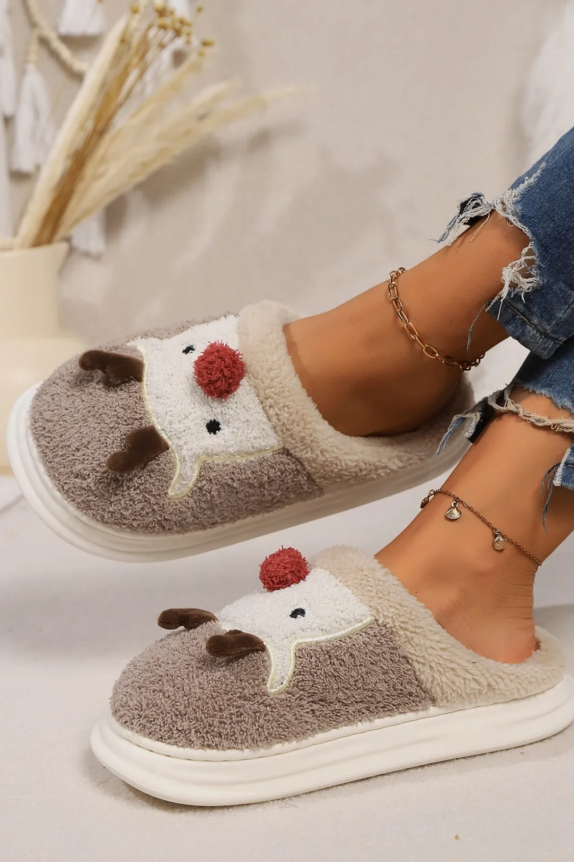 Elk Furry PVC Flat Slippers sold by Charming Charlie