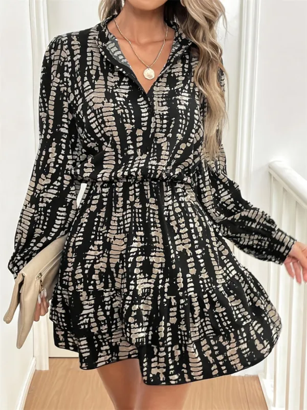 Printed Long Sleeve Mini Dress sold by Charming Charlie