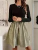 Contrast Round Neck Long Sleeve Dress sold by Charming Charlie