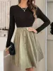 Contrast Round Neck Long Sleeve Dress sold by Charming Charlie