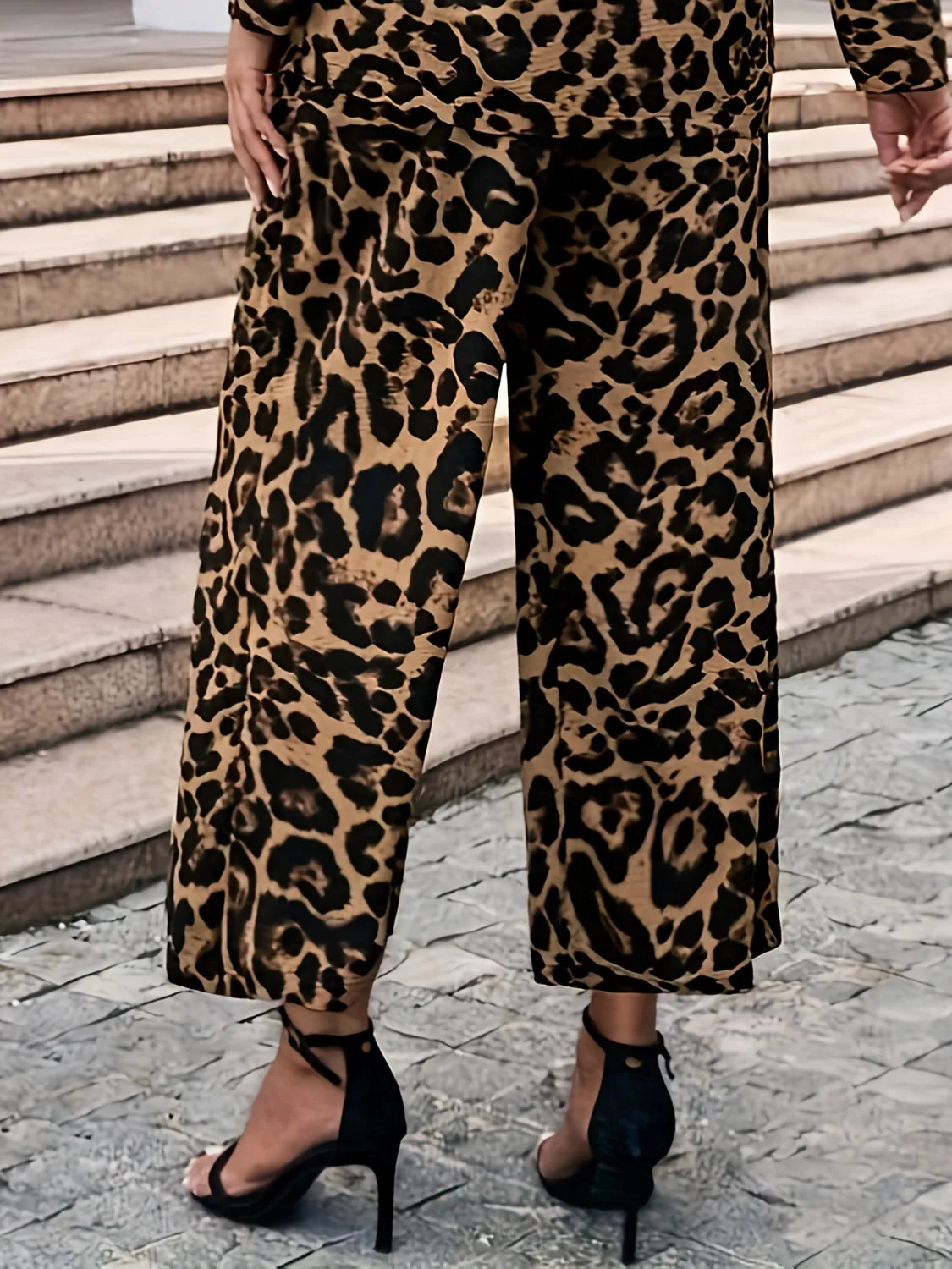 Leopard Wide Leg Elastic Waist Pants sold by Charming Charlie product image thumbnail 3