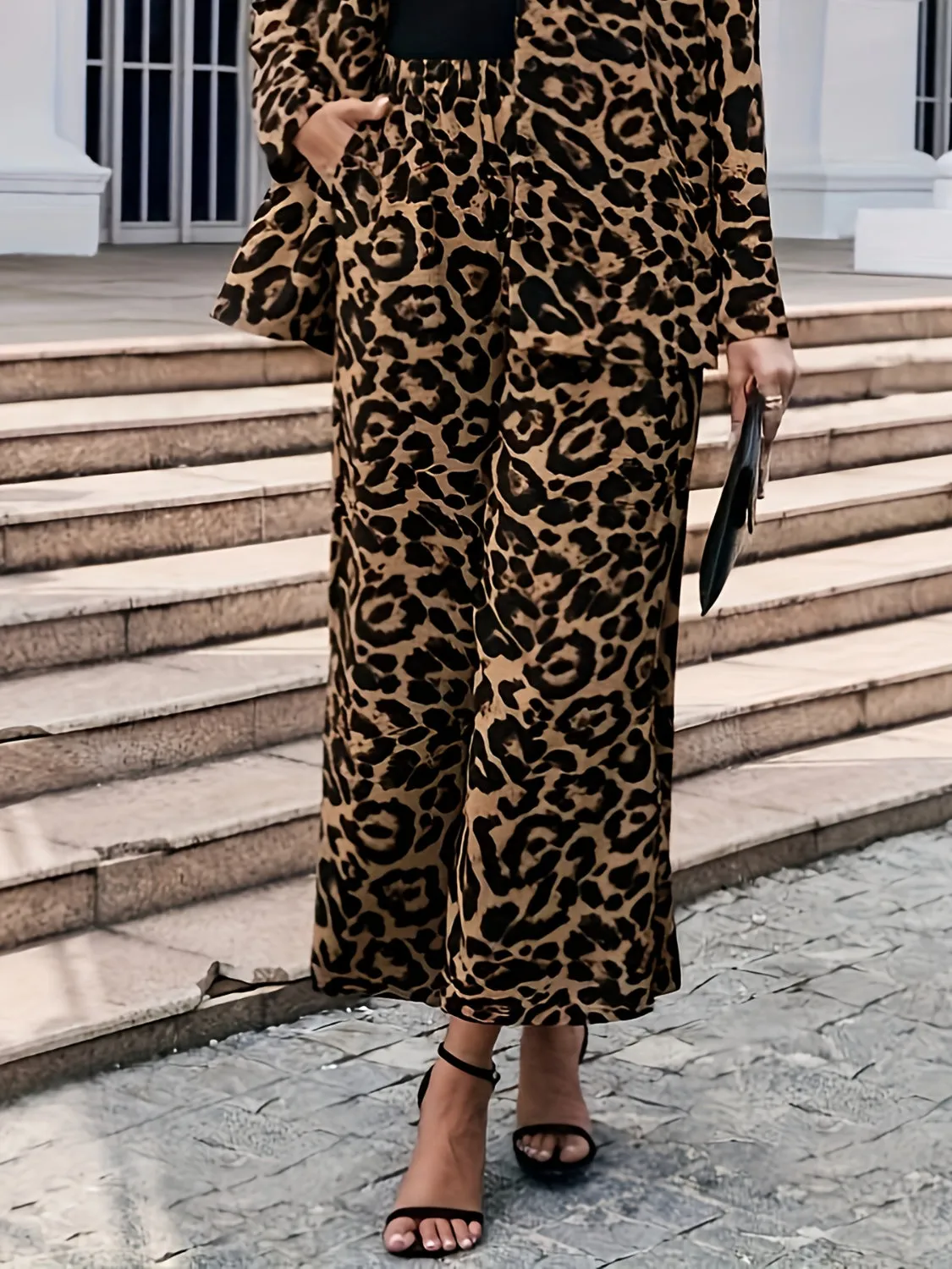 Leopard Wide Leg Elastic Waist Pants sold by Charming Charlie product image thumbnail 4