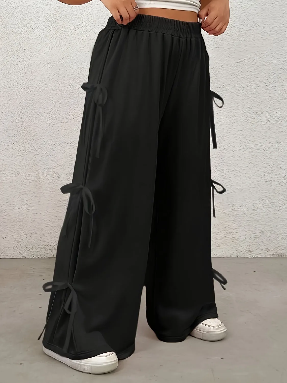 Plus Size Bow Elastic Waist Wide Leg Pants sold by Charming Charlie product image thumbnail 2