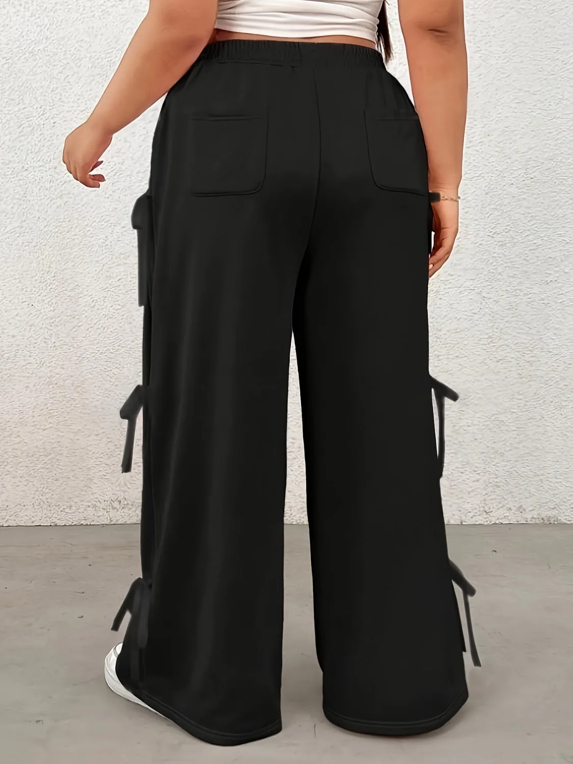 Plus Size Bow Elastic Waist Wide Leg Pants sold by Charming Charlie product image thumbnail 3