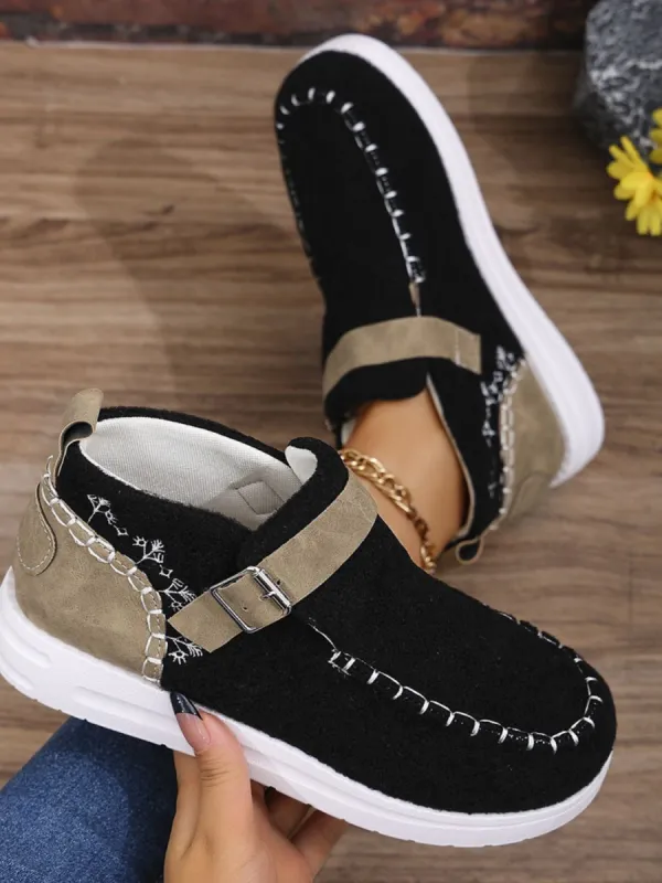 Contrast Round Toe Buckle Sneakers sold by Charming Charlie