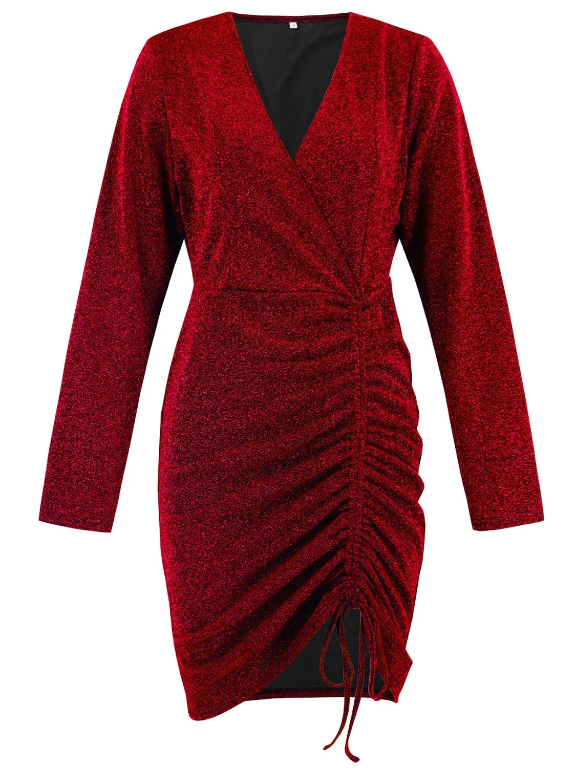 Ruched Heathered Surplice Long Sleeve Mini Dress sold by Charming Charlie product image thumbnail 4