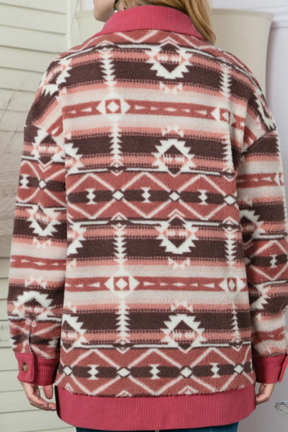 Geometric Button Up Corduroy Trim Jacket sold by Charming Charlie product image thumbnail 2