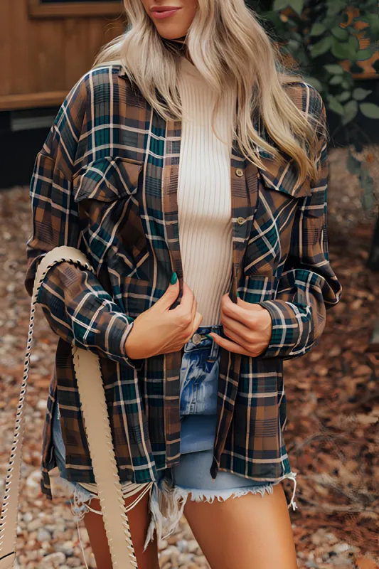 Plaid Collared Neck Button Up Jacket sold by Charming Charlie