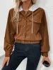 Button Up Drawstring Hooded Jacket sold by Charming Charlie