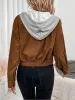 Button Up Drawstring Hooded Jacket sold by Charming Charlie