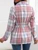 Drawstring Plaid Button Up Jacket with Chest Pockets sold by Charming Charlie