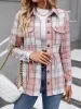 Drawstring Plaid Button Up Jacket with Chest Pockets sold by Charming Charlie