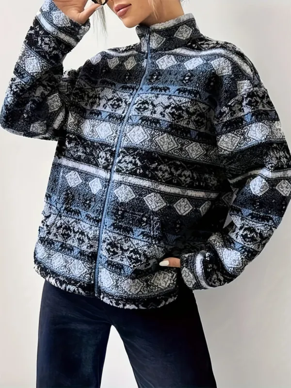 Geometric Turtleneck Zip Up Jacket sold by Charming Charlie