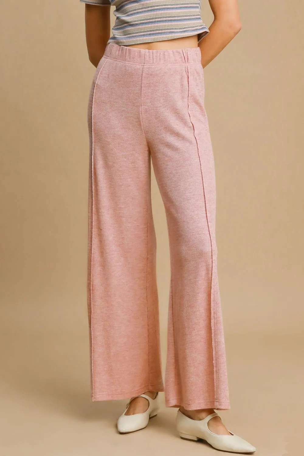 Umgee Elastic Waist Wide Leg Knit Pants sold by Charming Charlie