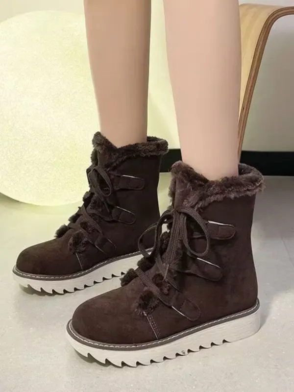 Faux Fur Lace Up Round Toe Boots sold by Charming Charlie