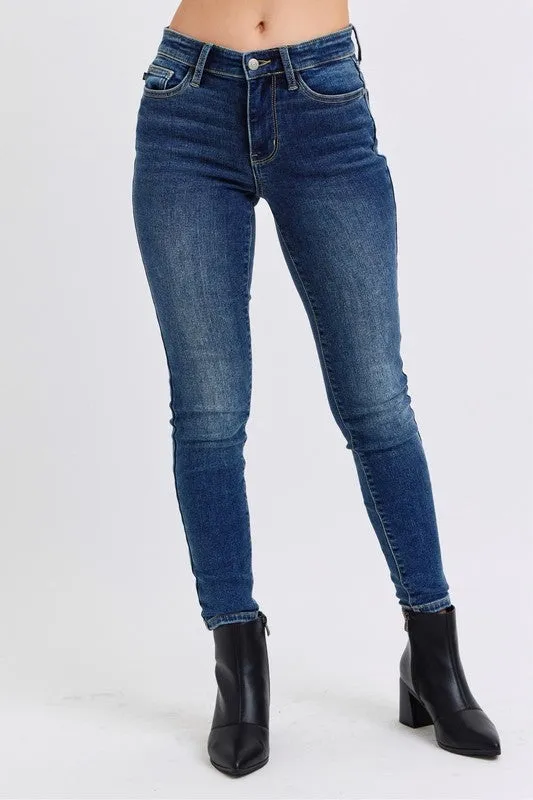 Judy Blue Full Size Mid-Rise Waist Skinny Jeans with Pockets sold by Charming Charlie