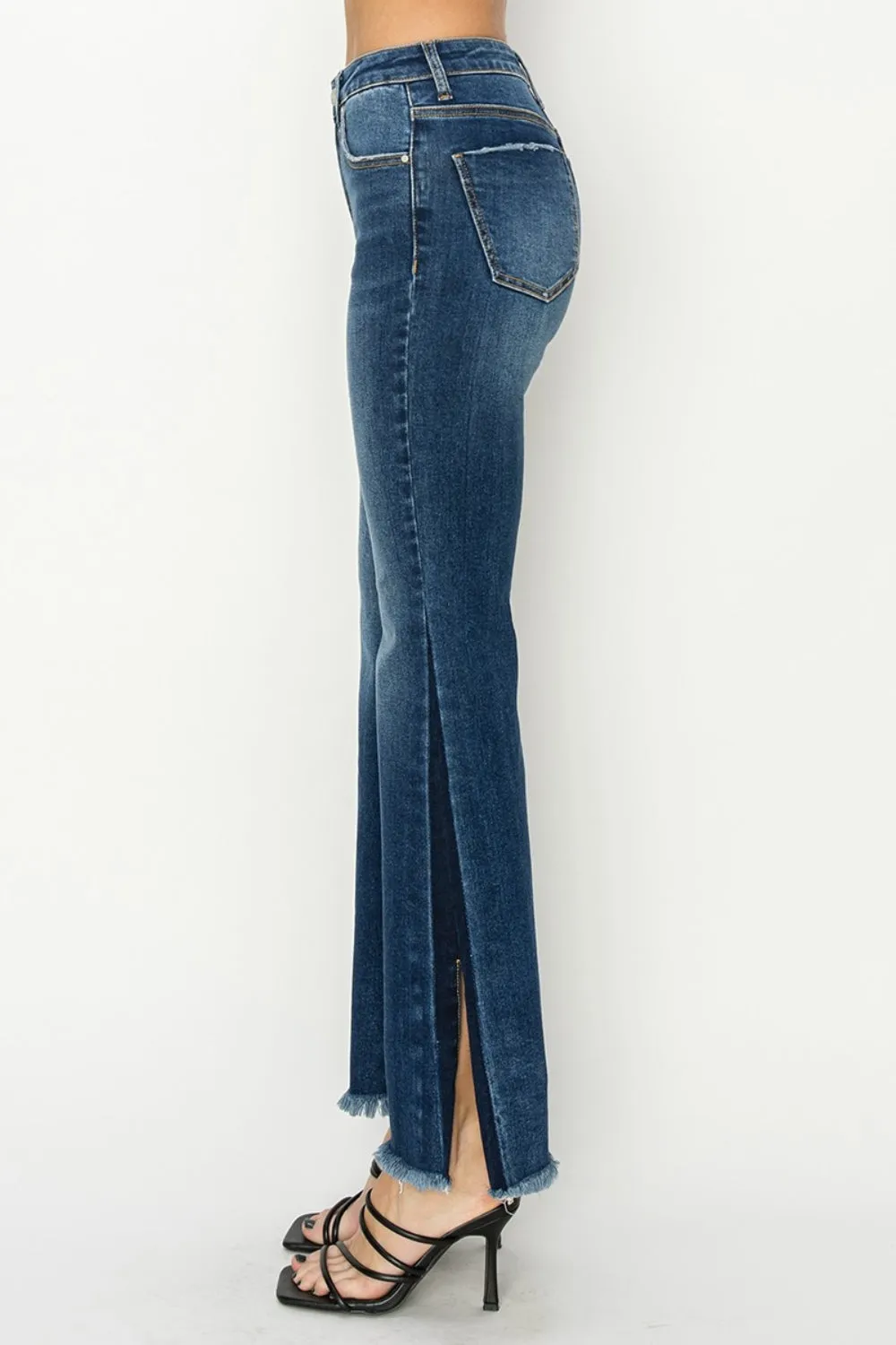 RISEN Full Size High Rise Side Shadow Seam Detail Slit Flare Jeans sold by Charming Charlie product image thumbnail 4