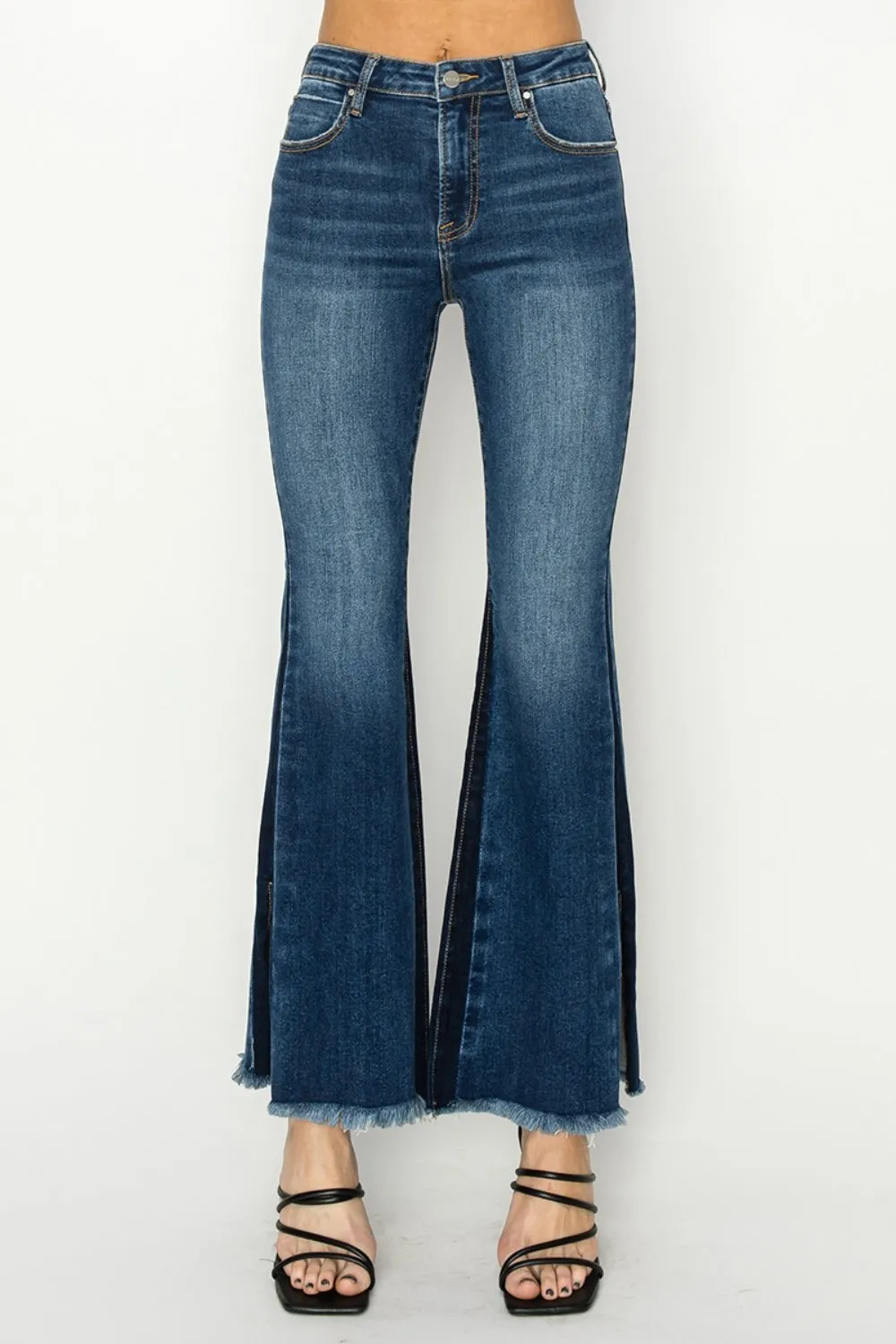 RISEN Full Size High Rise Side Shadow Seam Detail Slit Flare Jeans sold by Charming Charlie product image thumbnail 5