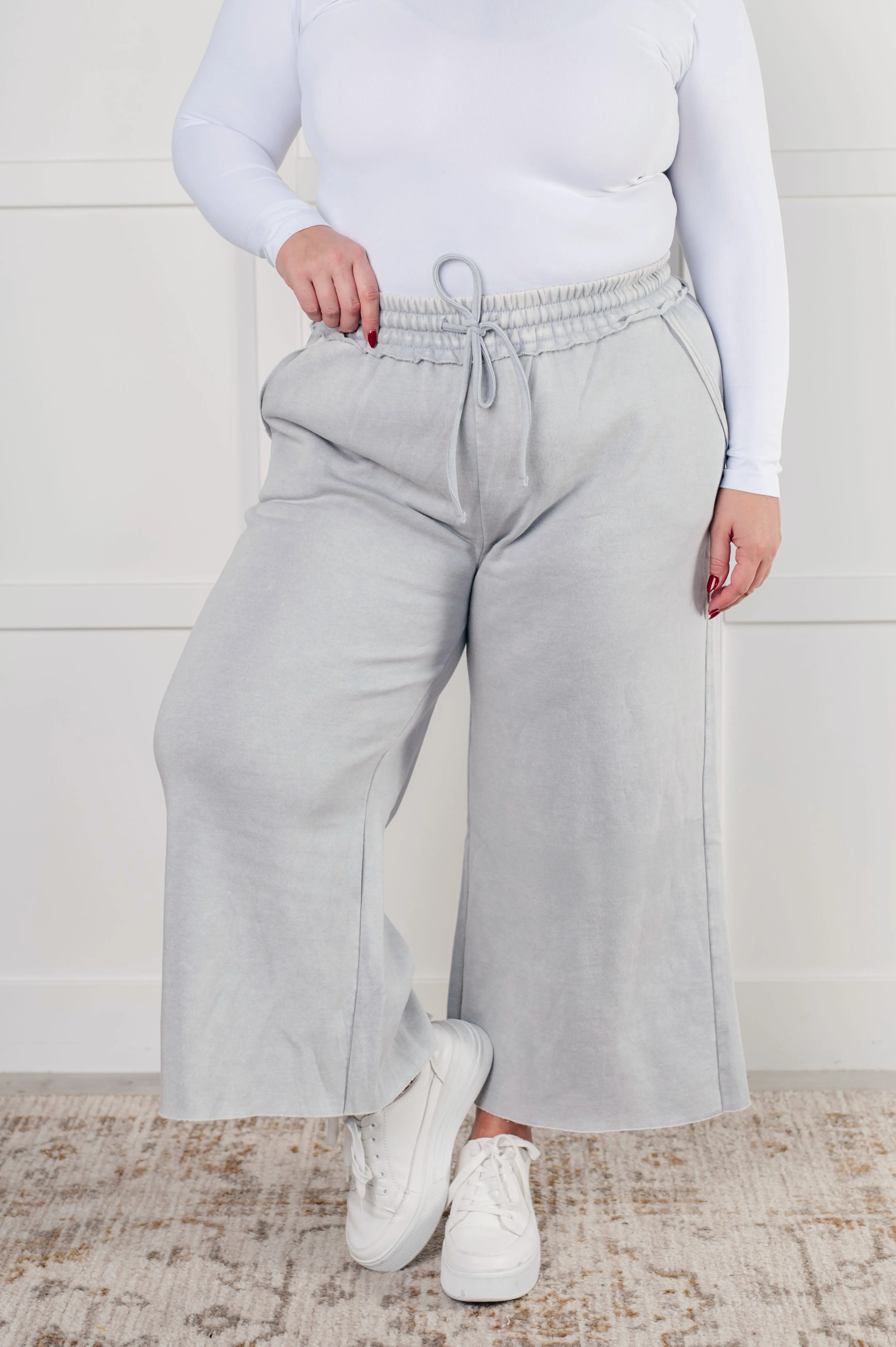 In or Out Wide Leg Cropped Pants in Light Grey sold by Charming Charlie product image thumbnail 2