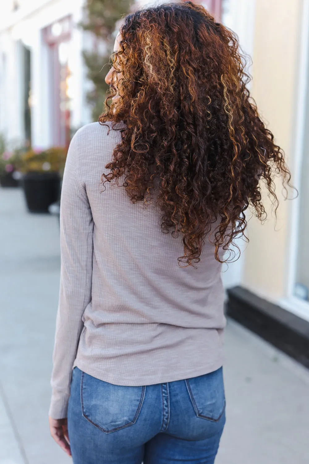 Femme Taupe Cotton Blend Rib Crochet Button Down Pullover sold by Charming Charlie product image thumbnail 4