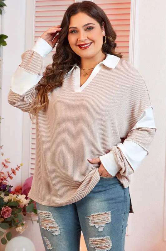 Women Long Sleeve V Neck Plus Top Sweatshirts sold by Charming Charlie