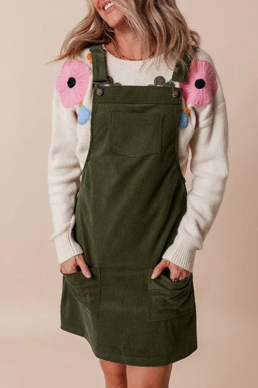 Women Front Pockets Sleeveless Overall Dress sold by Charming Charlie