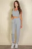 French Terry Cropped Tank Top & Joggers Set sold by Charming Charlie