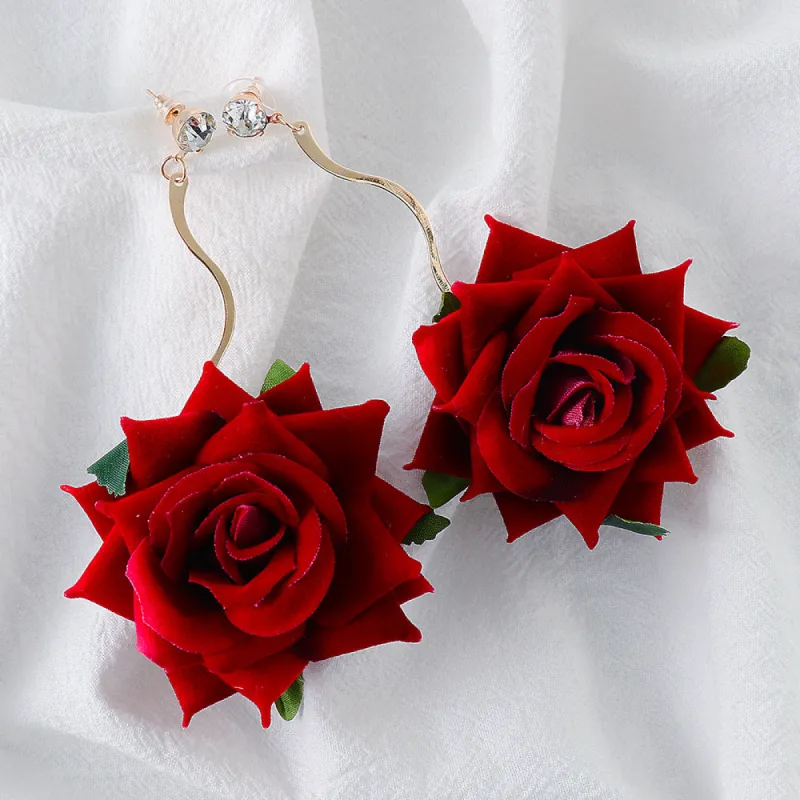 Alloy Rose Dangle Earrings sold by Charming Charlie