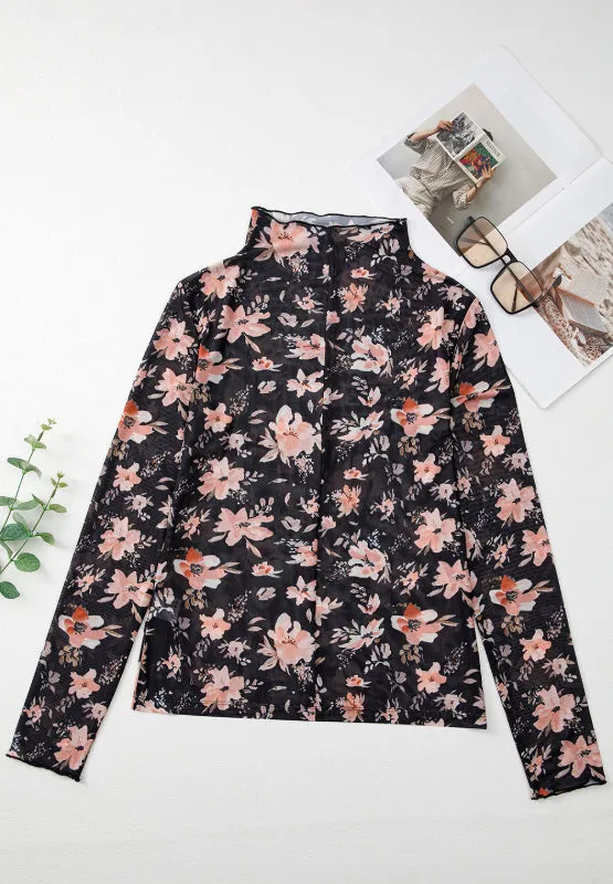 Floral Mock Neck Long Sleeve Blouse sold by Charming Charlie product image thumbnail 4