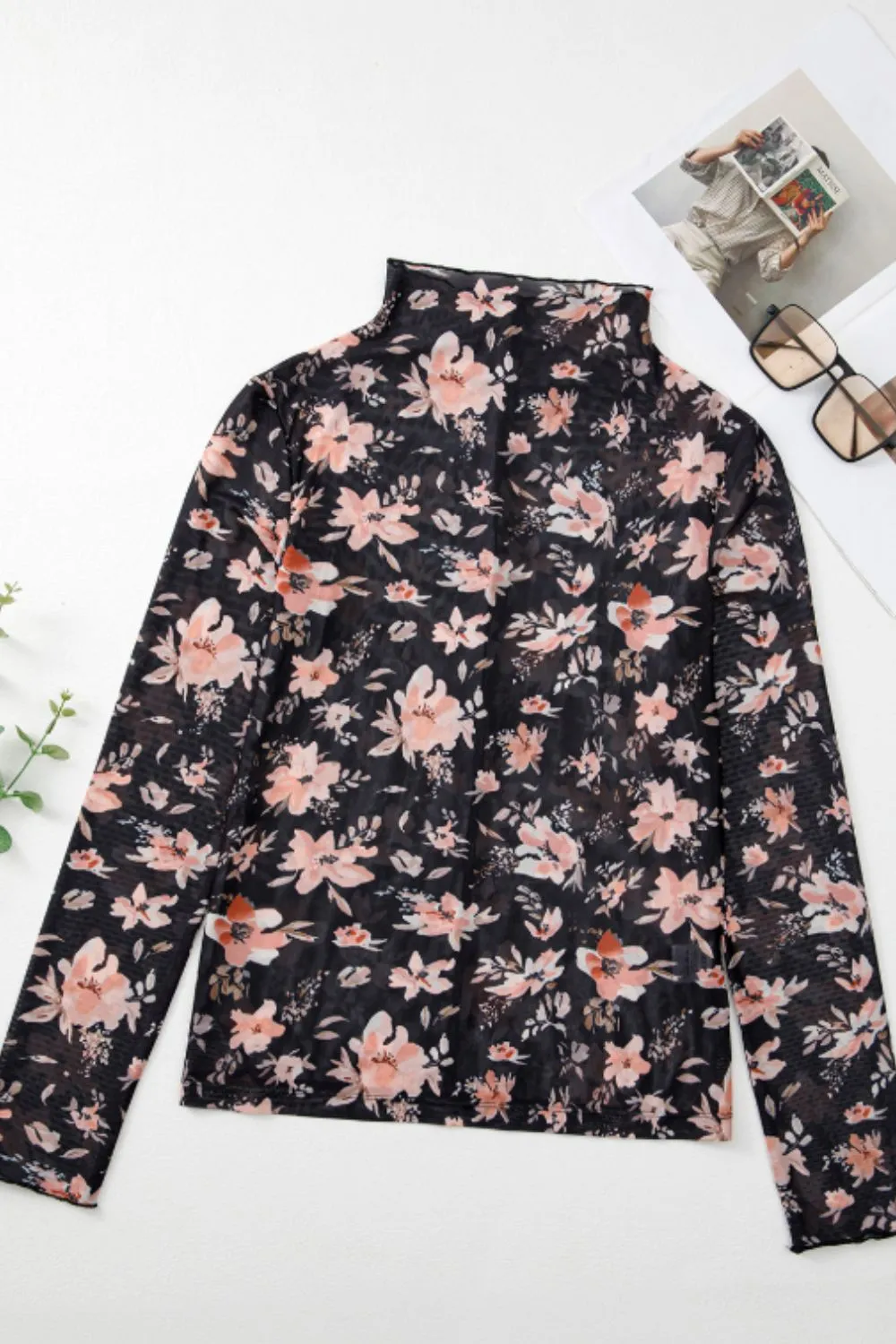Floral Mock Neck Long Sleeve Blouse sold by Charming Charlie product image thumbnail 3