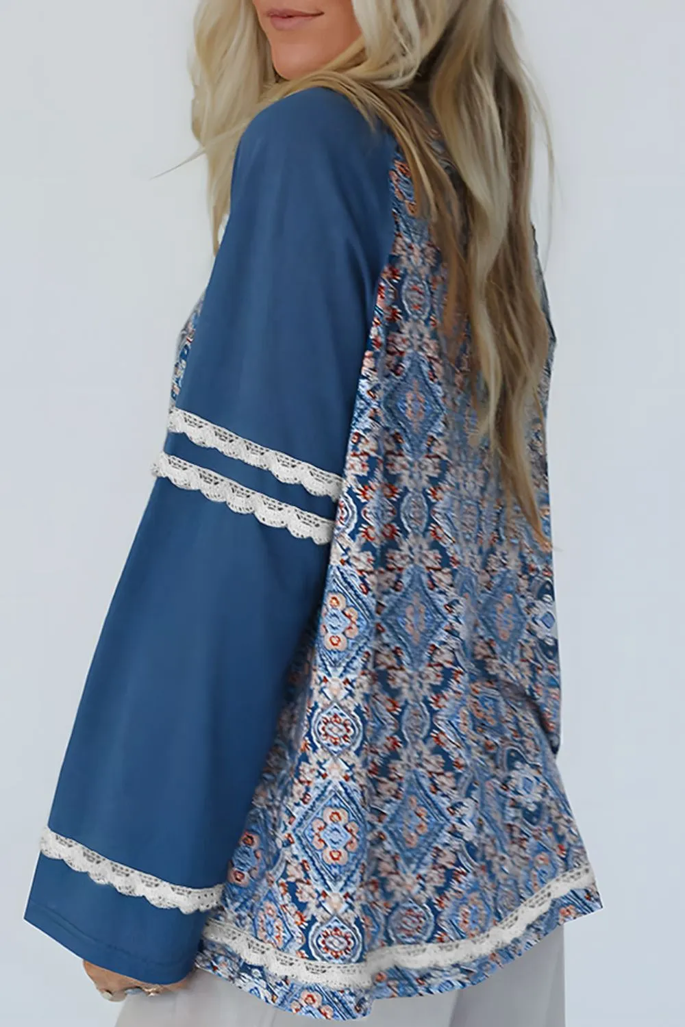 Lace Detail Geometric Round Neck Long Sleeve Top sold by Charming Charlie product image thumbnail 3