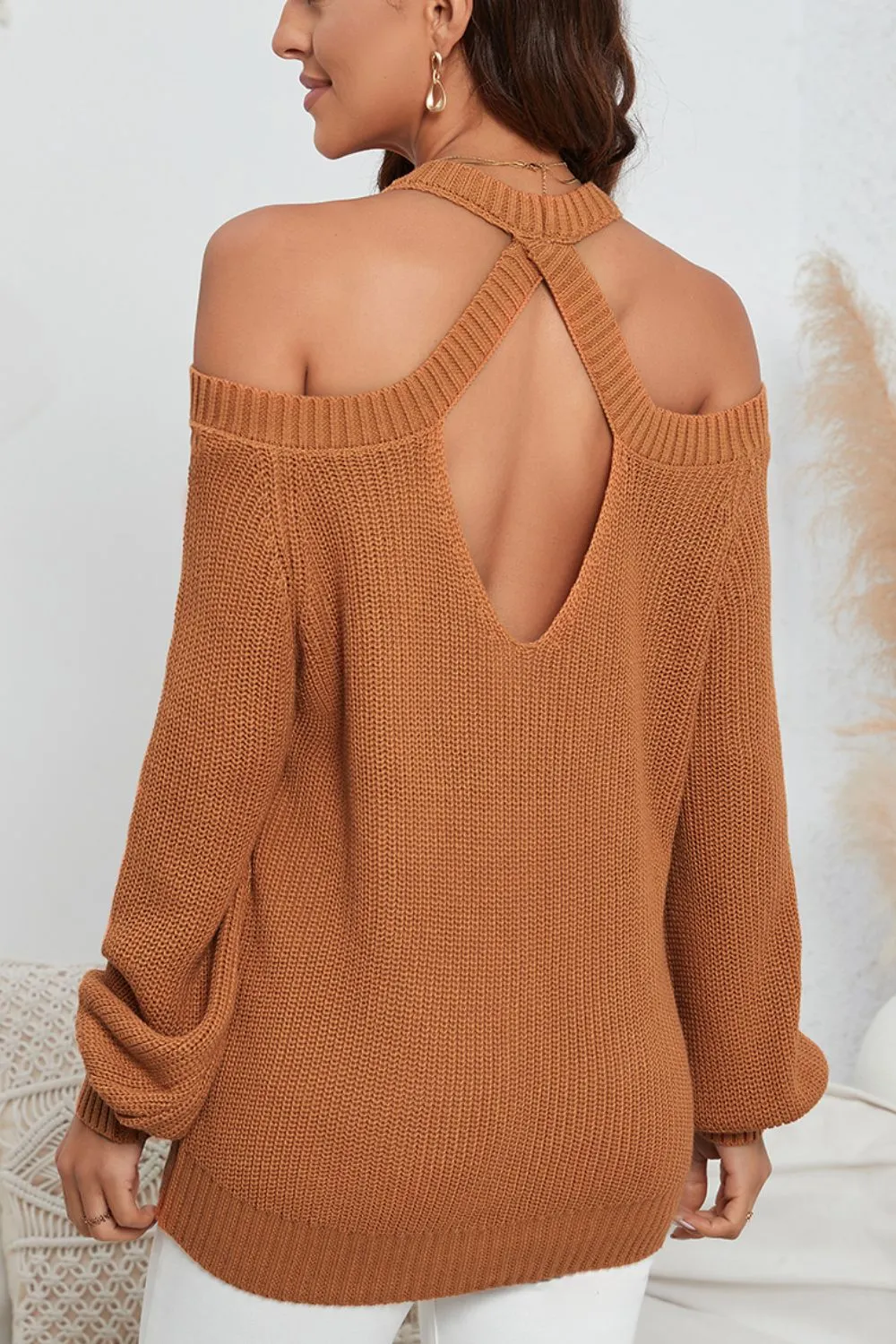Cutout Back Cold Shoulder Long Sleeve Sweater sold by Charming Charlie product image thumbnail 2