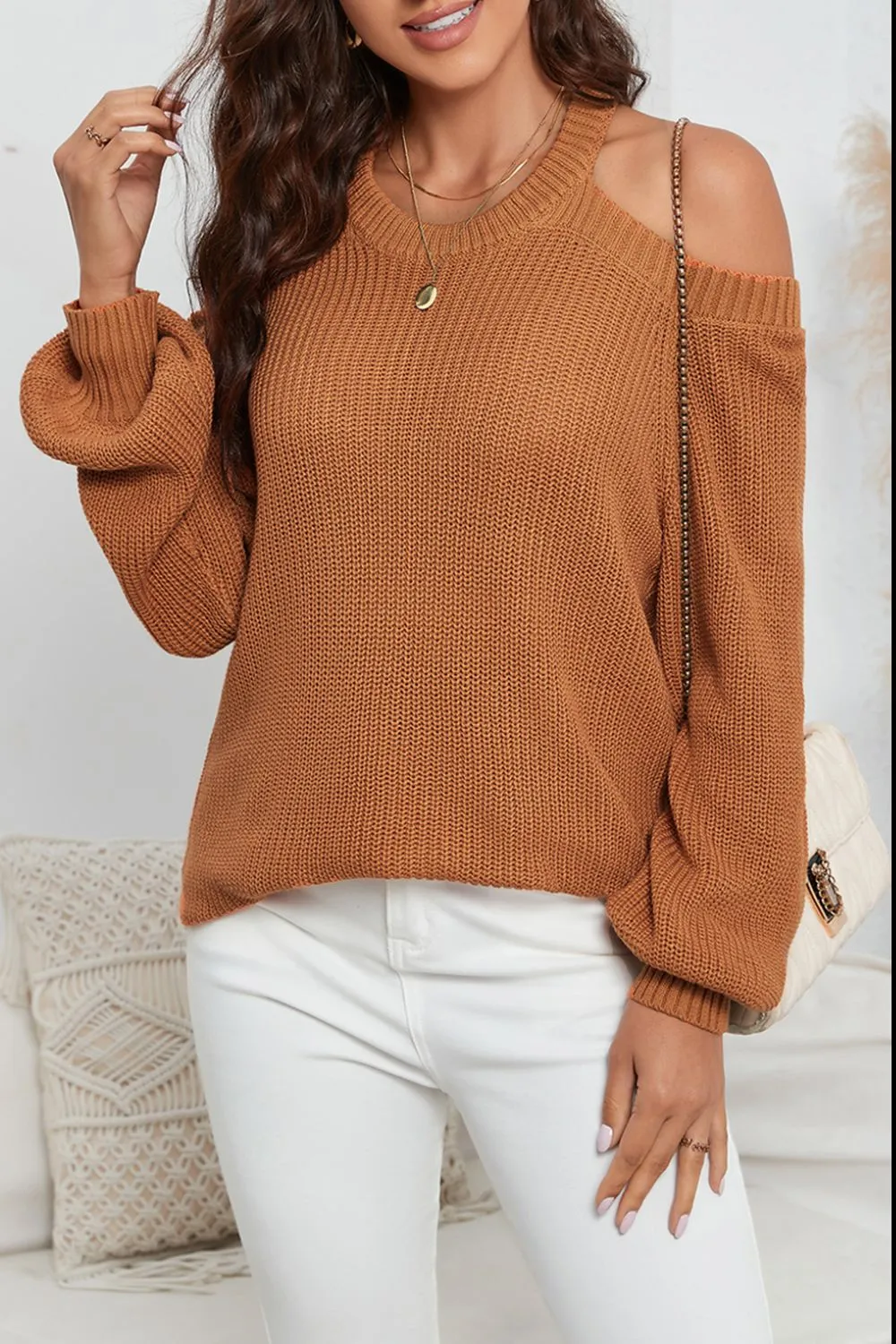 Cutout Back Cold Shoulder Long Sleeve Sweater sold by Charming Charlie product image thumbnail 3