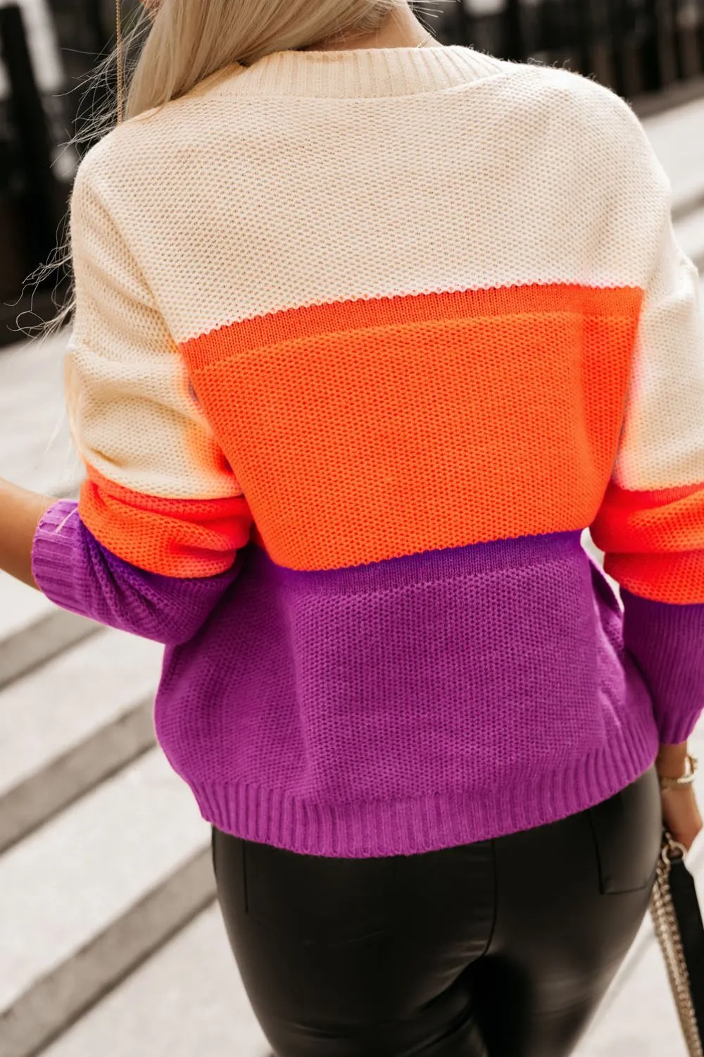 Color Block Drop Shoulder Round Neck Sweater sold by Charming Charlie product image thumbnail 5