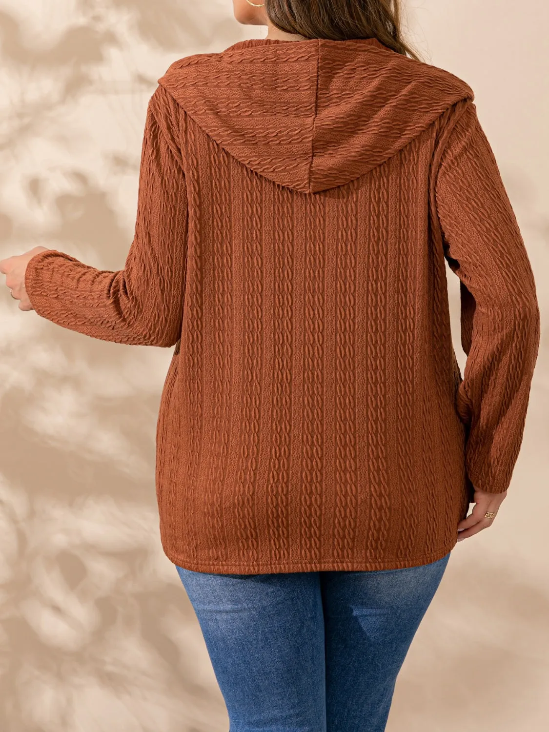 Plus Size Button Detail Long Sleeve Hoodie sold by Charming Charlie product image thumbnail 2