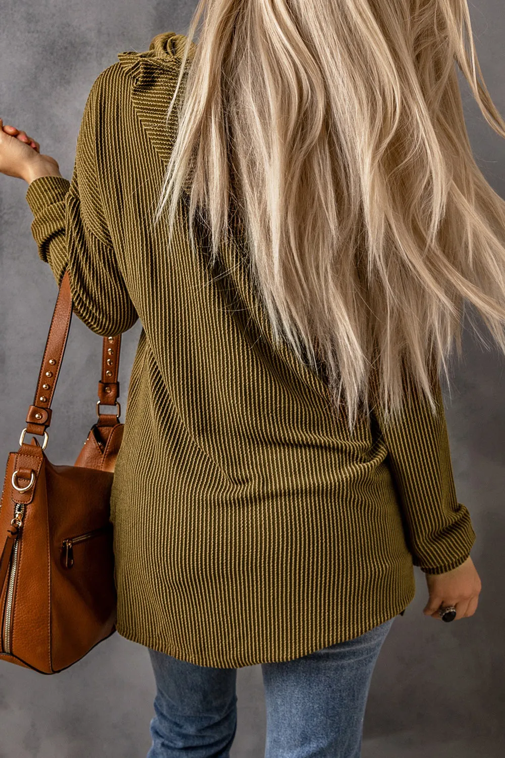 Drawstring Texture Long Sleeve Hoodie sold by Charming Charlie product image thumbnail 4