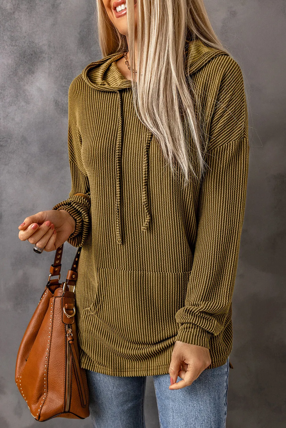 Drawstring Texture Long Sleeve Hoodie sold by Charming Charlie product image thumbnail 2